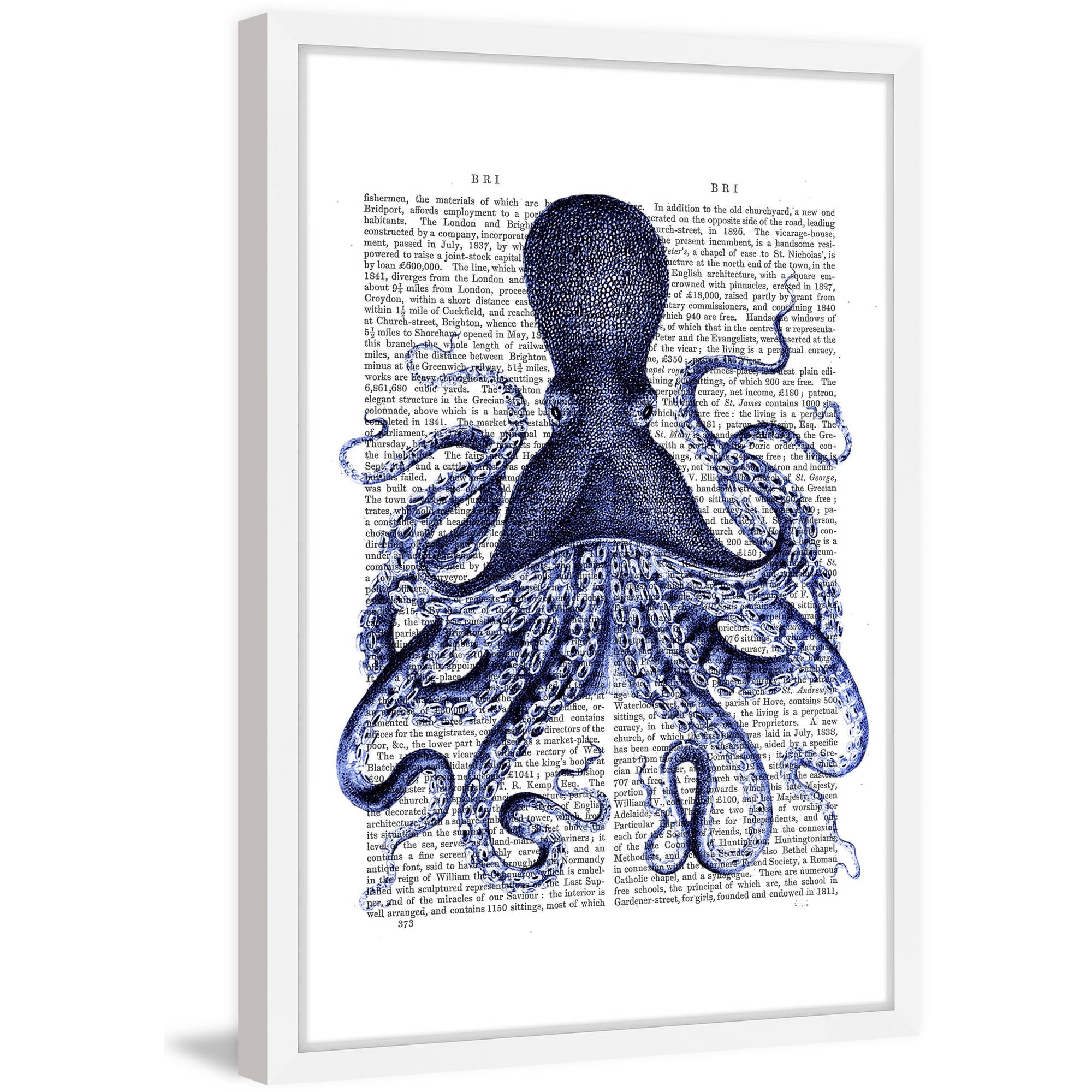 Marmont Hill "Blue Octopus 3" Framed Painting Print