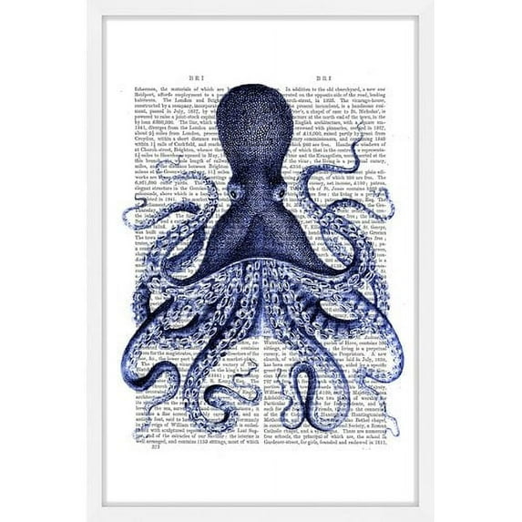 Marmont Hill "Blue Octopus 3" Framed Painting Print