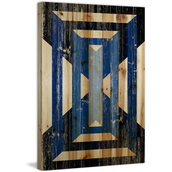 Marmont Hill - "Blue Rectangles" Painting Print on Natural Pine Wood