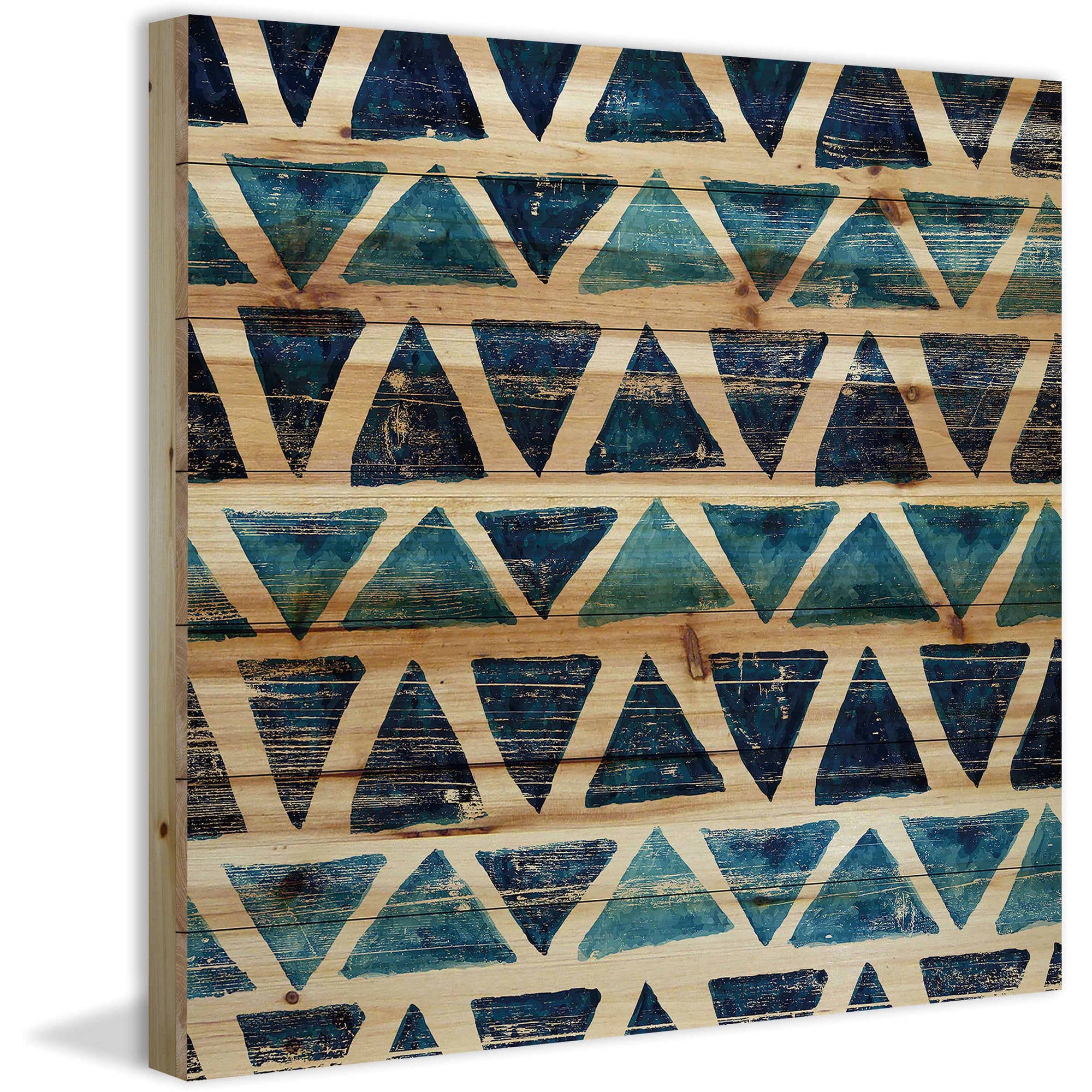 Marmont Hill - "Blue Rows" Painting Print on Natural Pine Wood