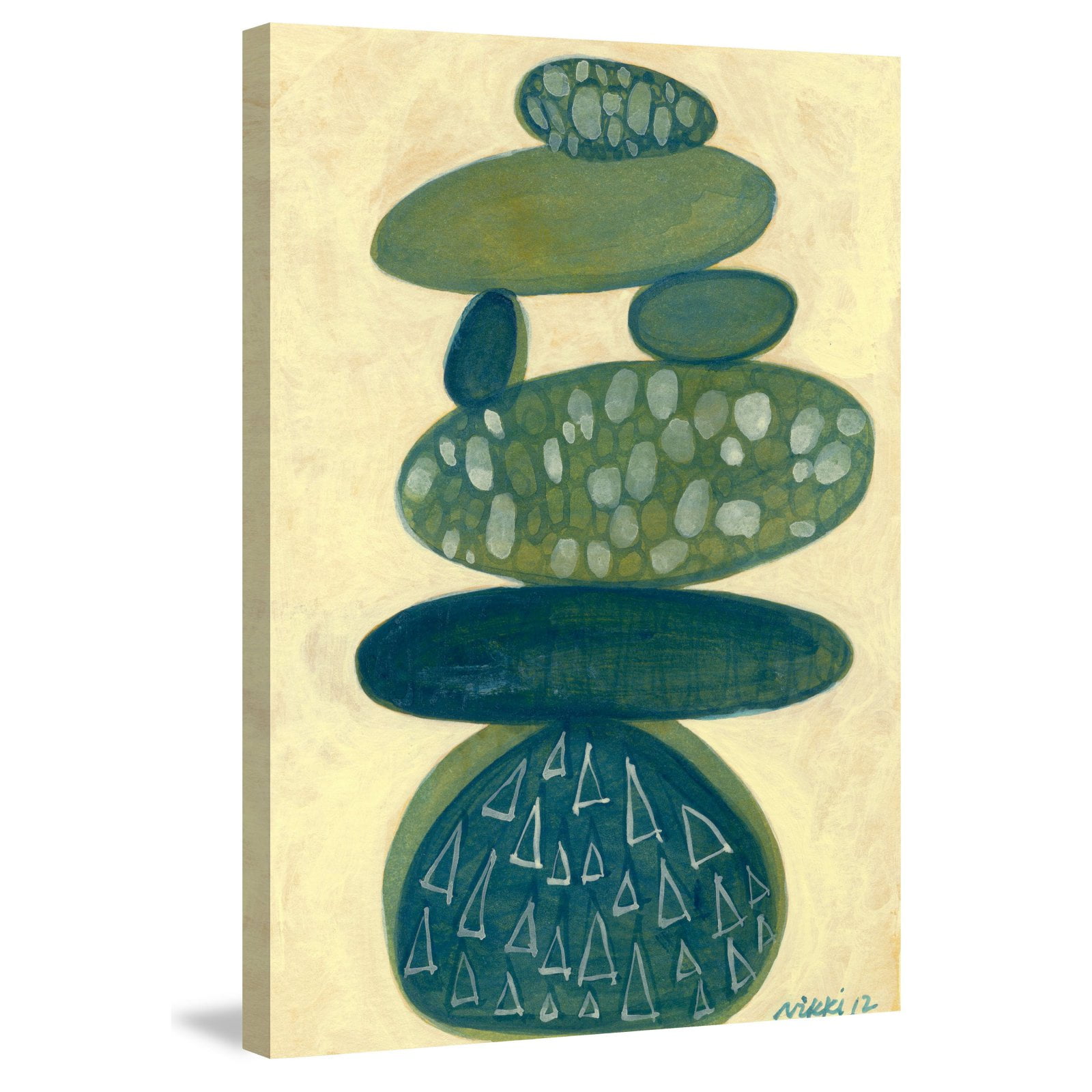 Marmont Hill "Blue Stack" by Nikki Galapon Painting Print on Wrapped Canvas
