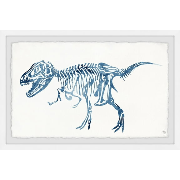 Marmont Hill Blue T-Re x Skeleton Framed Wall Art, 12.00" x 1.50"
