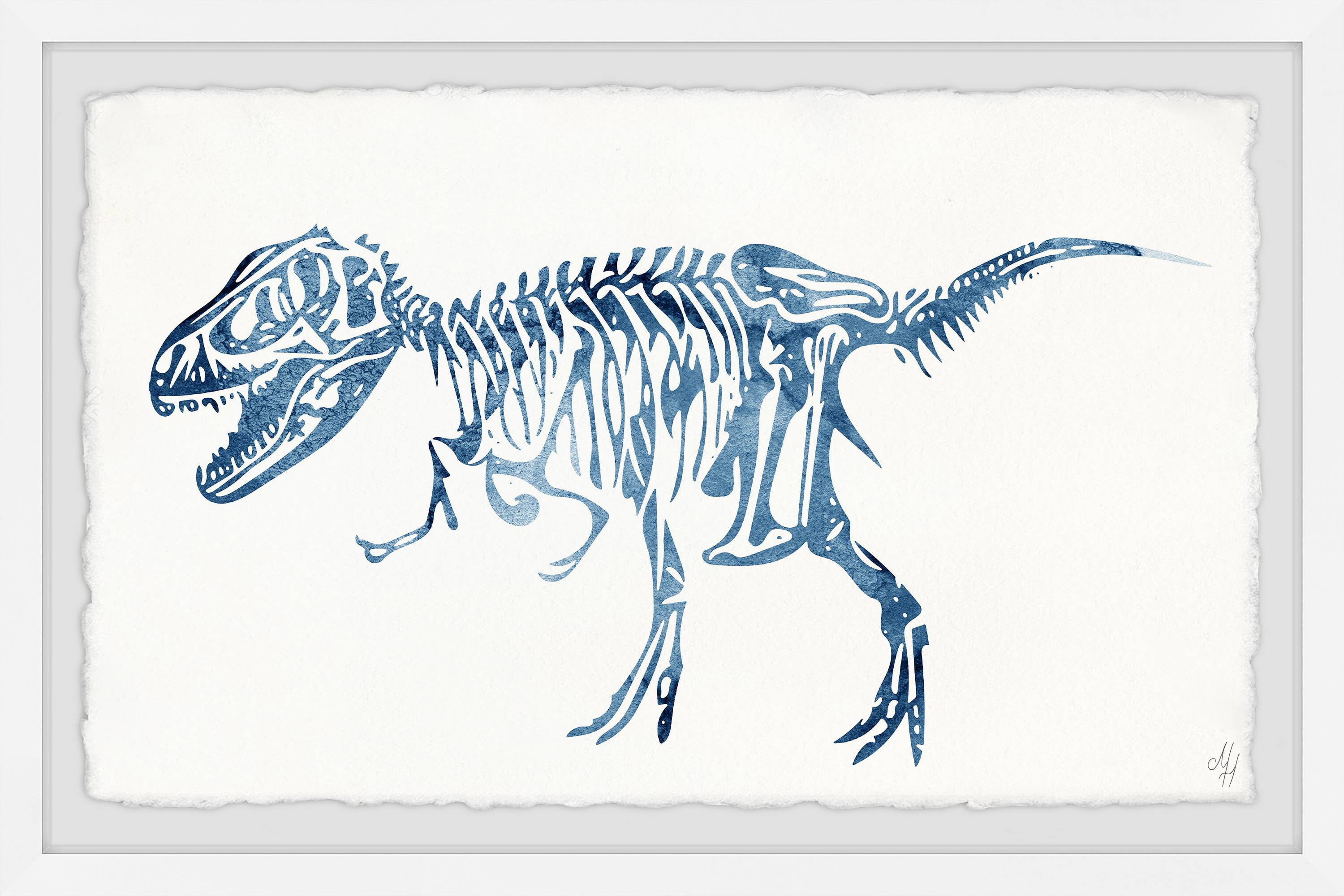 Marmont Hill Blue T-Re x Skeleton Framed Wall Art, 36.00" x 1.50"
