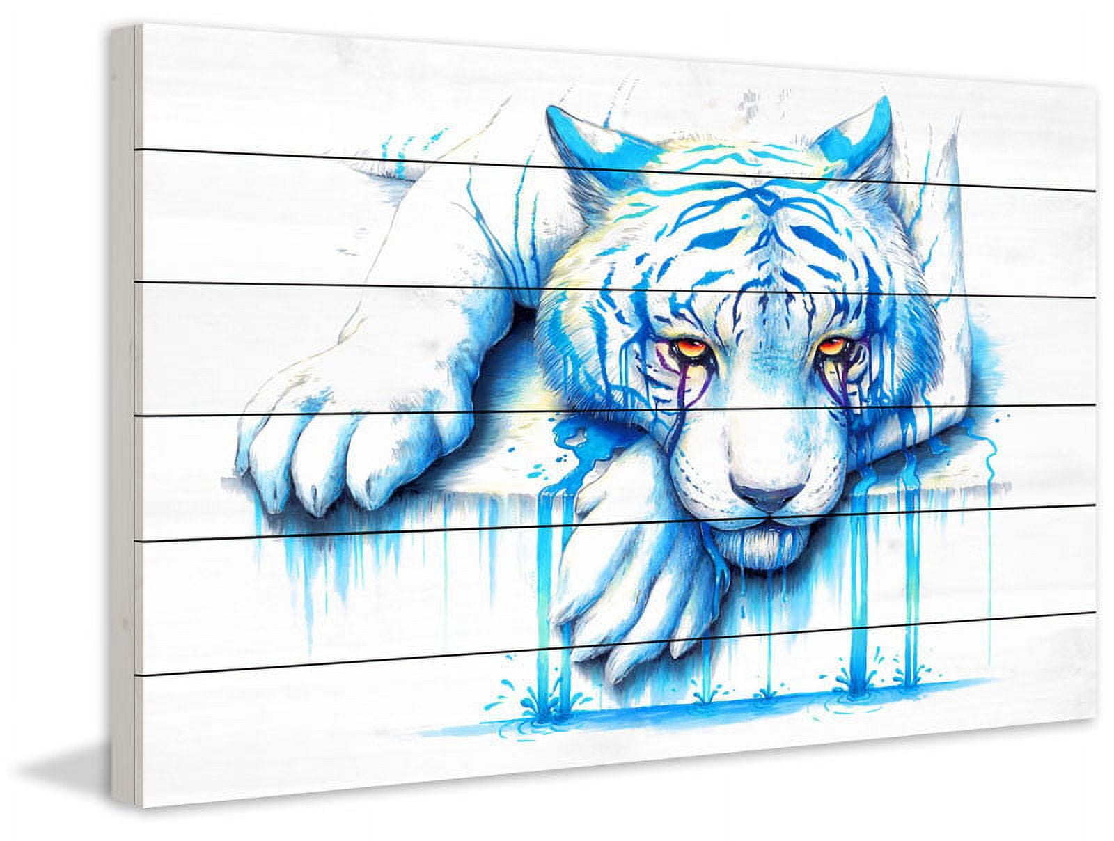 Marmont Hill "Blue Tears" Painting Print on White Wood