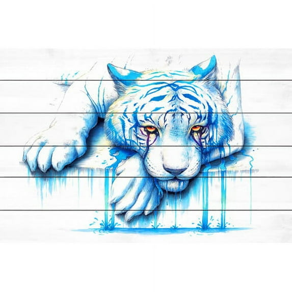 Marmont Hill "Blue Tears" Painting Print on White Wood