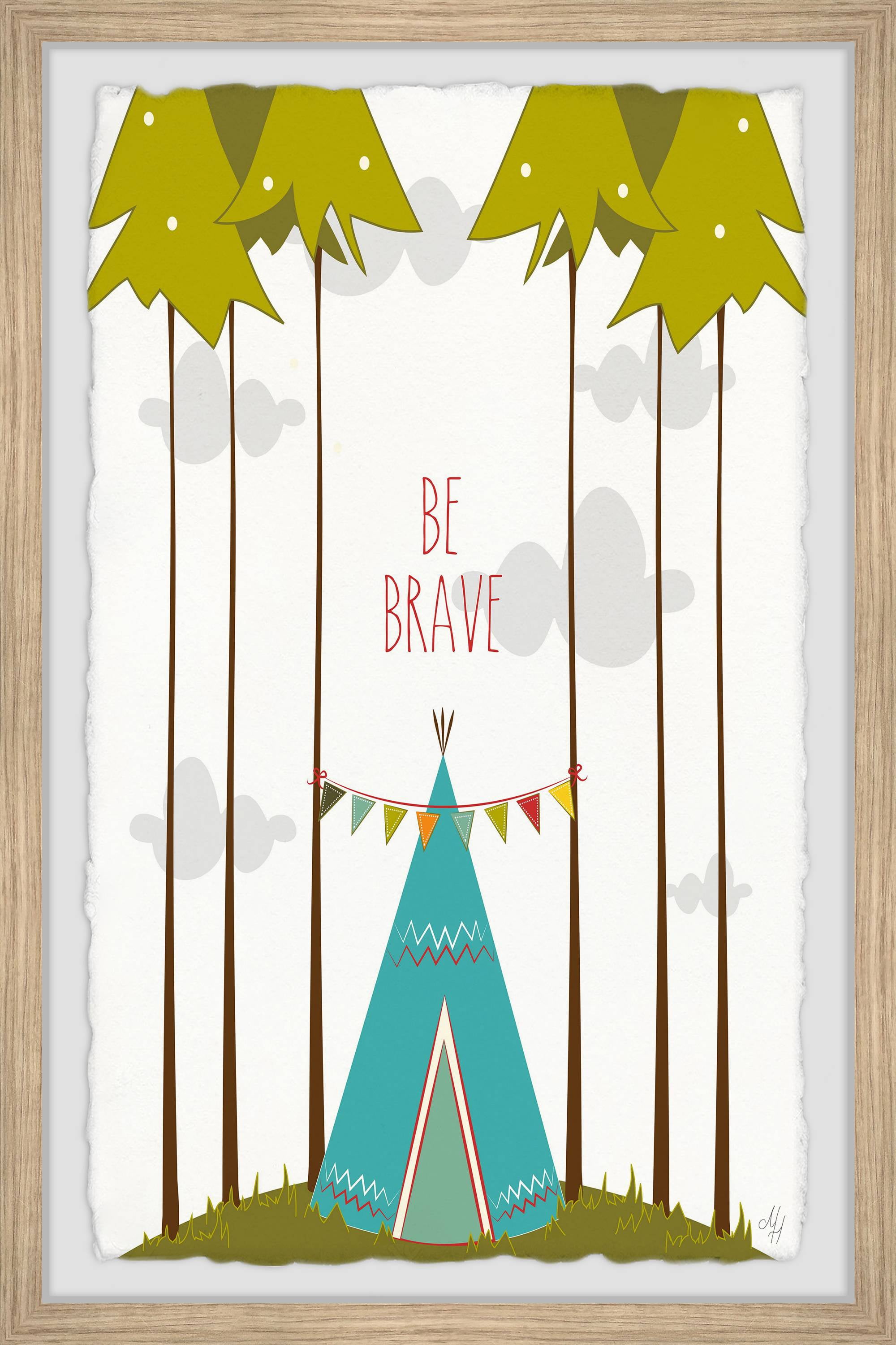 Marmont Hill Blue Tee Pee By Karen Zukowski Framed Wall Art, 12.00" x 1.50"