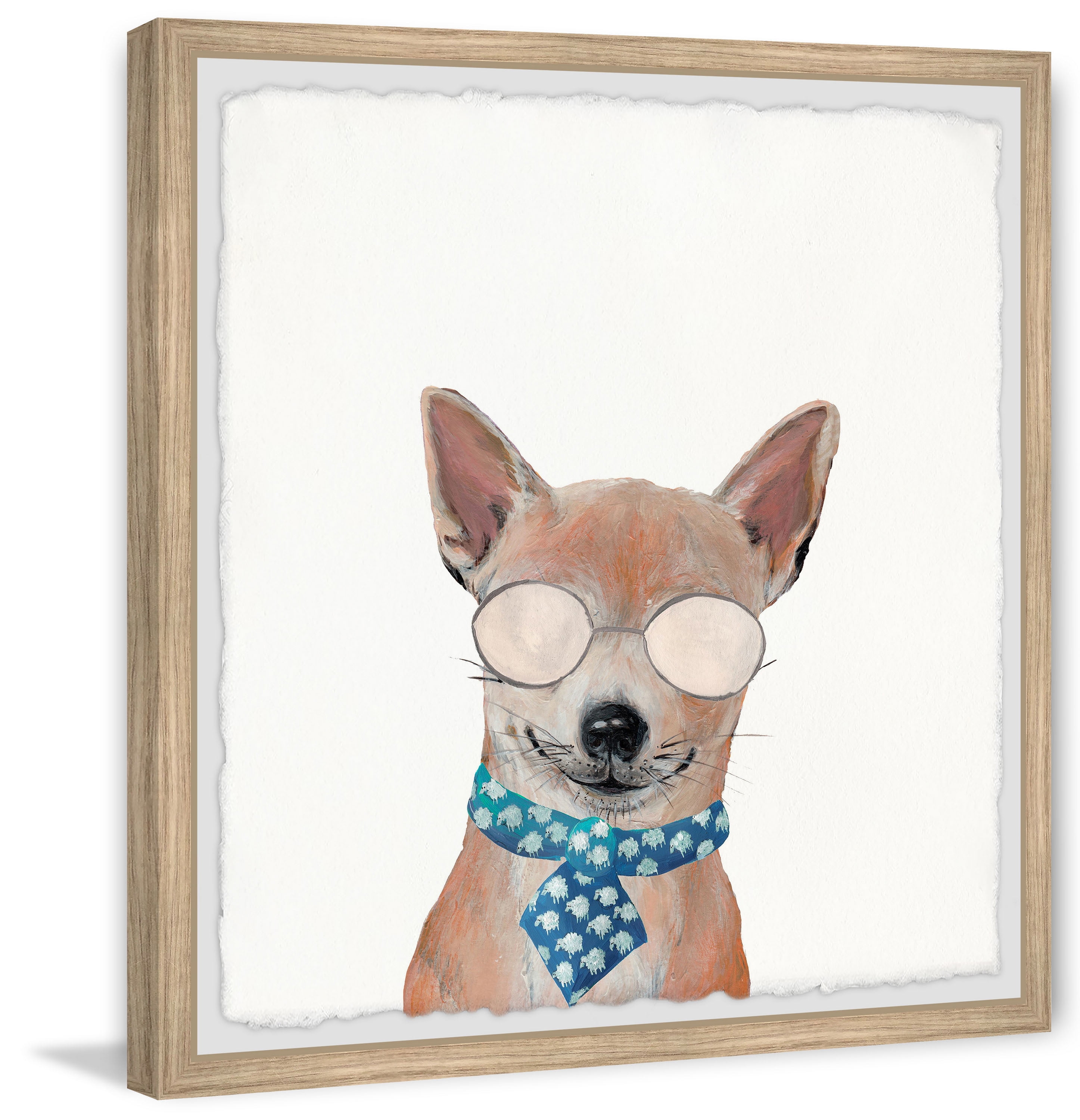 Marmont Hill "Blue Tie Dog" Framed Painting Print