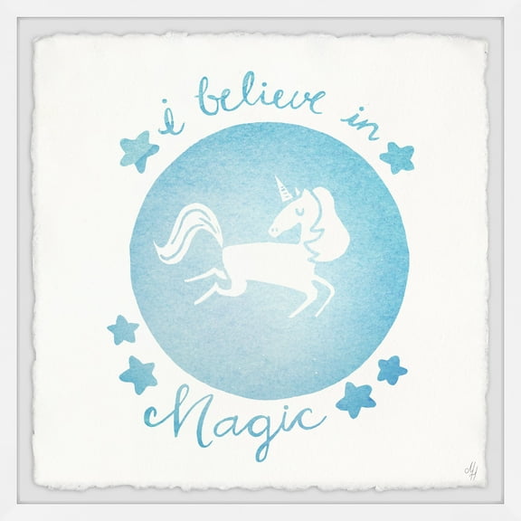 Marmont Hill Blue Unicorn Crystal Ball Framed Wall Art
