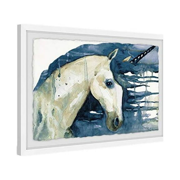 Marmont Hill Blue Unicorn Framed Painting Print