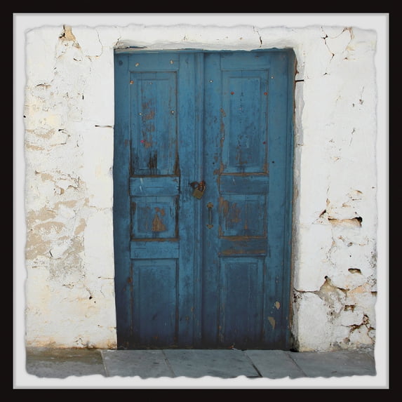 Marmont Hill Blue Wooden Door Framed Painting Print