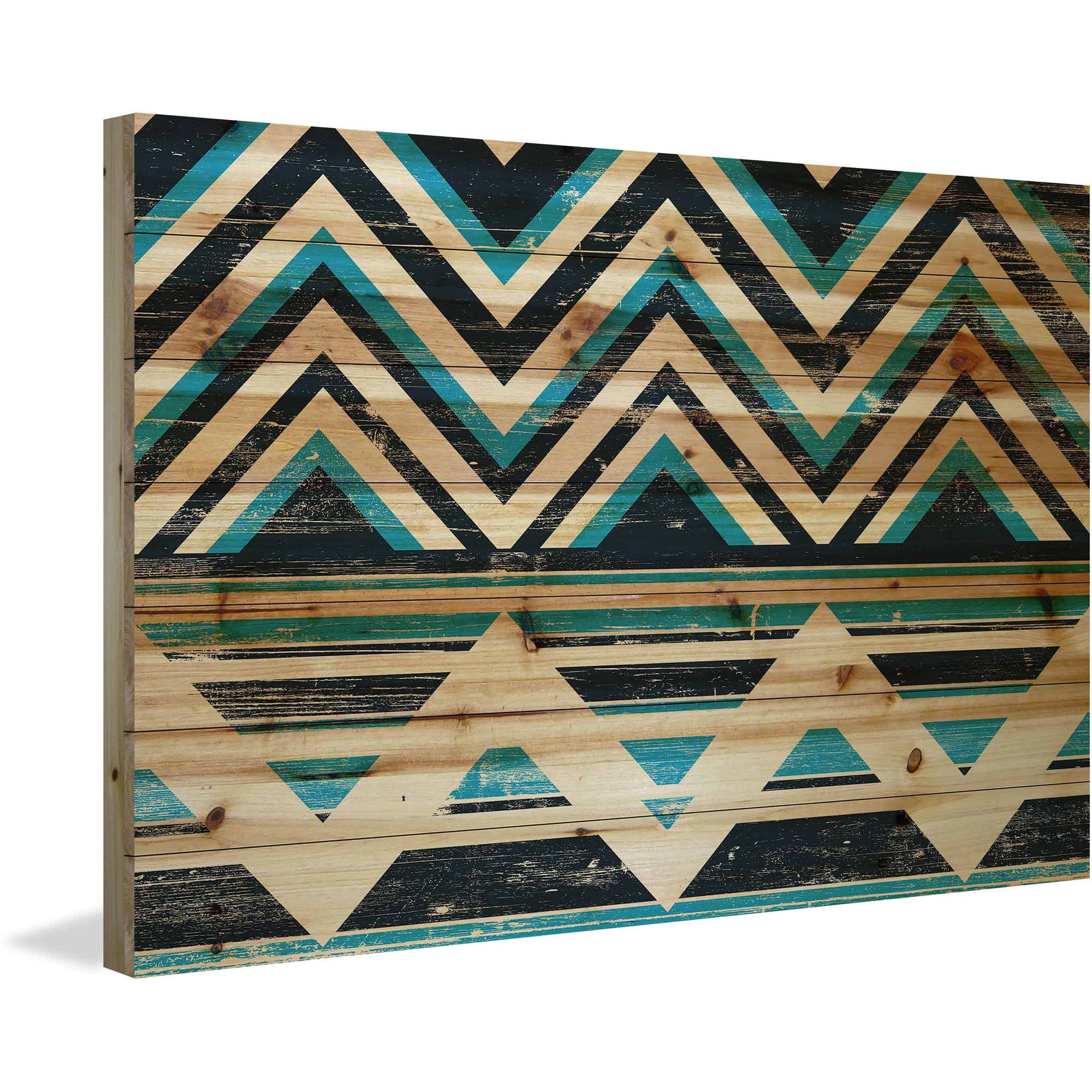 Marmont Hill - "Blue and Black" Painting Art Print on Natural Pine Wood