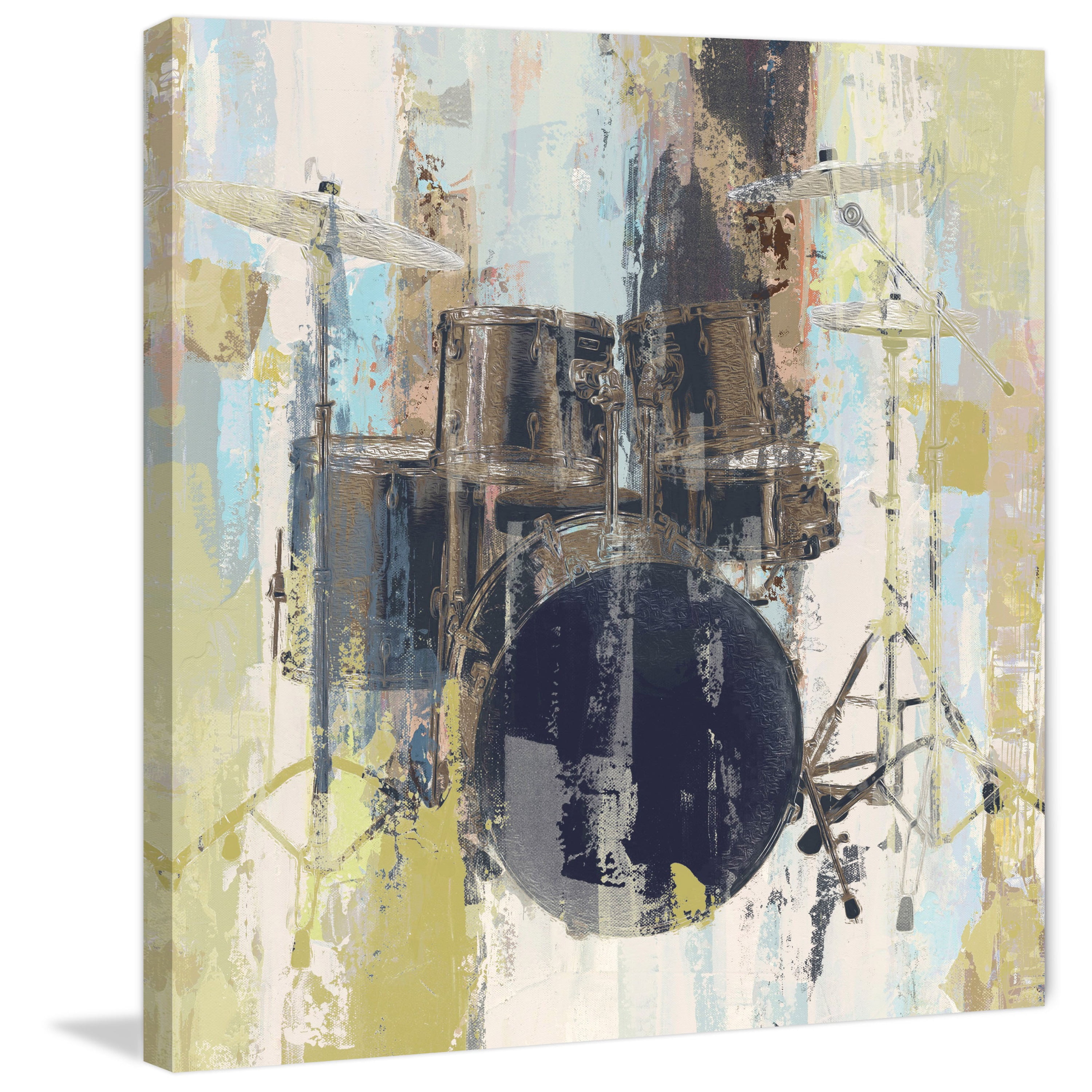 Marmont Hill "Bluebird Drum" Painting Print on Wrapped Canvas