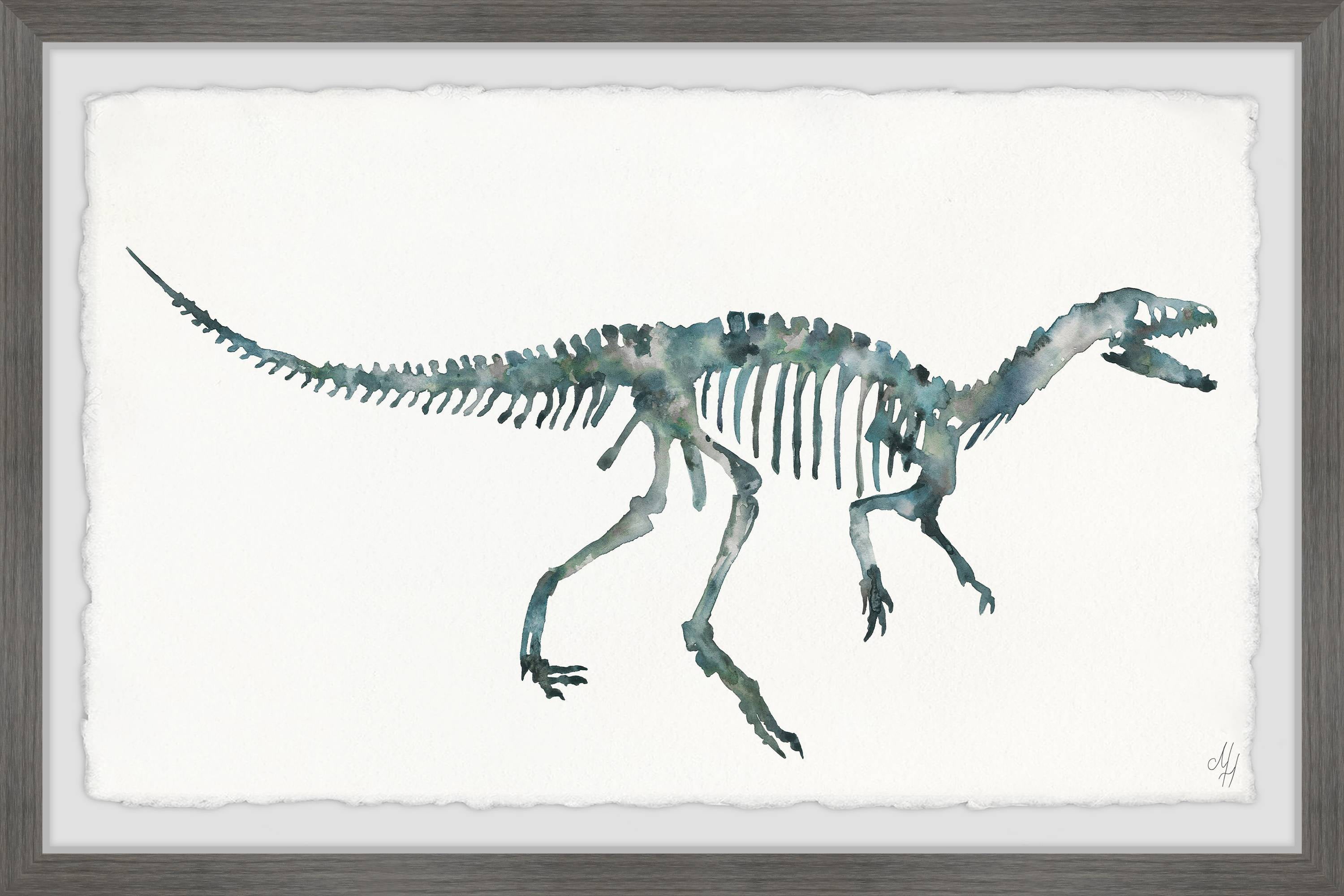 Marmont Hill Bluish Gray Skeleton Framed Wall Art, 18.00" x 1.50"
