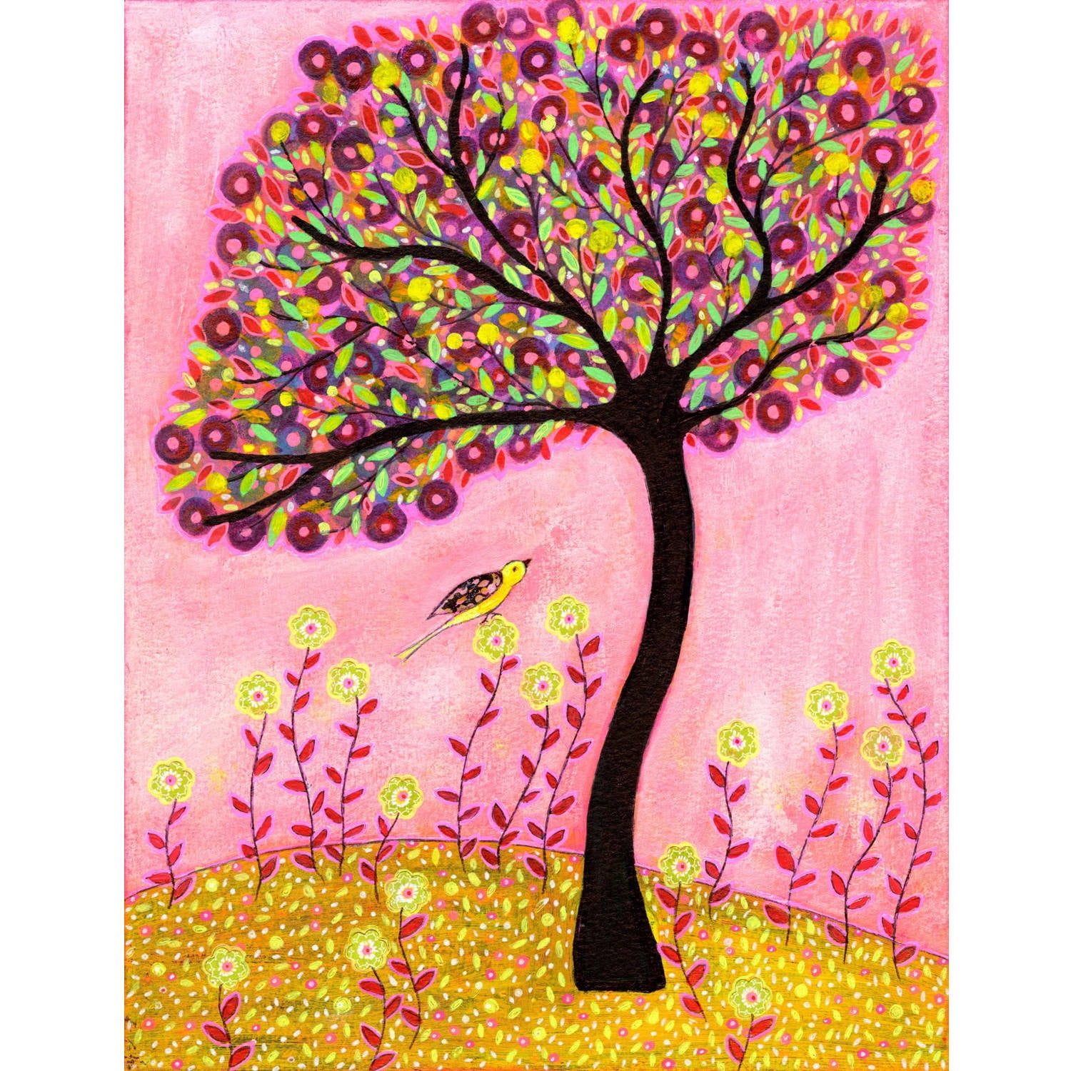 Marmont Hill "Blush Tree" by Sascalia Painting Print on Wrapped Canvas