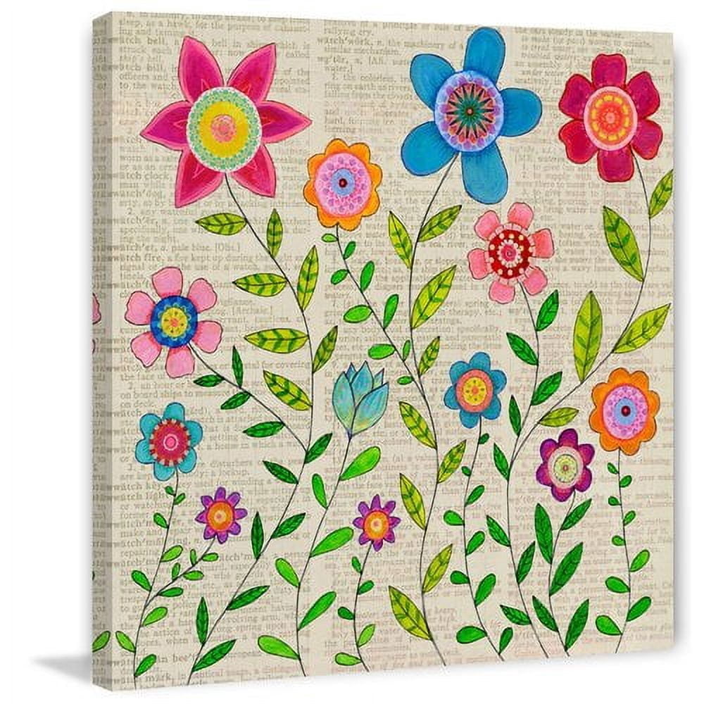 Marmont Hill "Bohemian Flowers" by Sascalia Painting Print on Wrapped Canvas