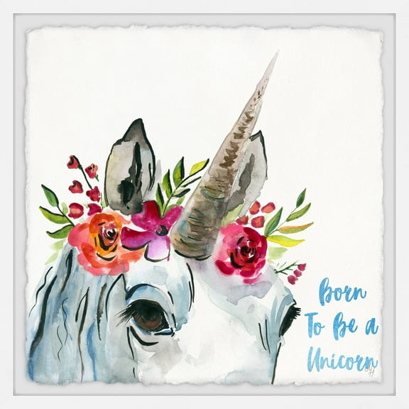 Marmont Hill Born Unicorn Iii Framed Wall Art, 12.00" x 1.50"