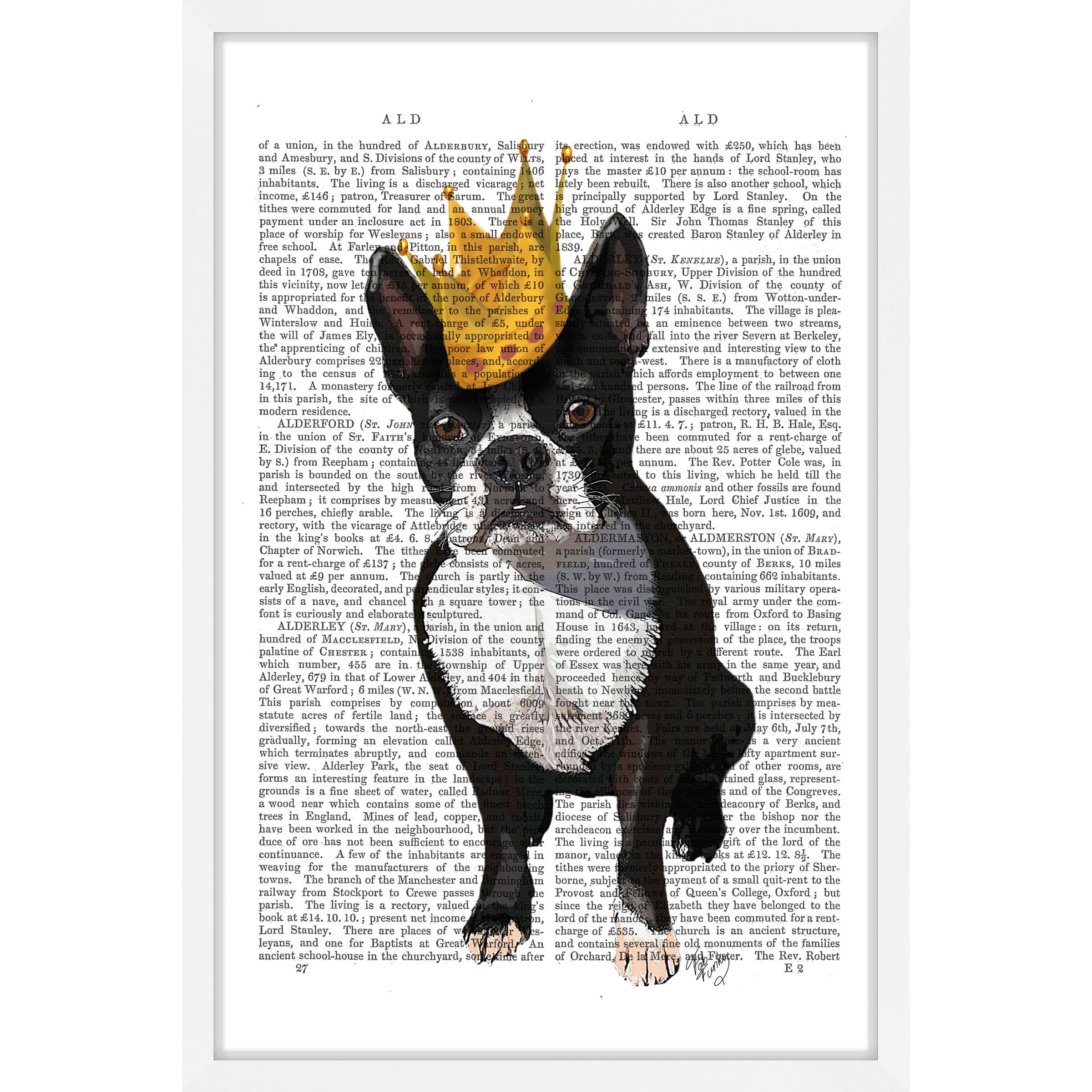 Marmont Hill "Boston Terrier Crown" Framed Painting Print