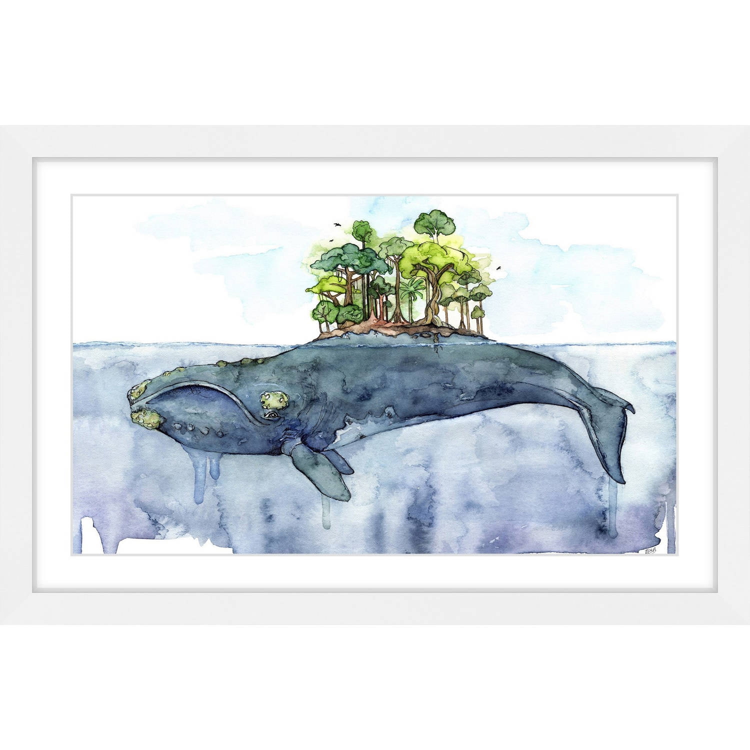 Marmont Hill "Bottomless Blue" by Rachel Byler Framed Painting Print
