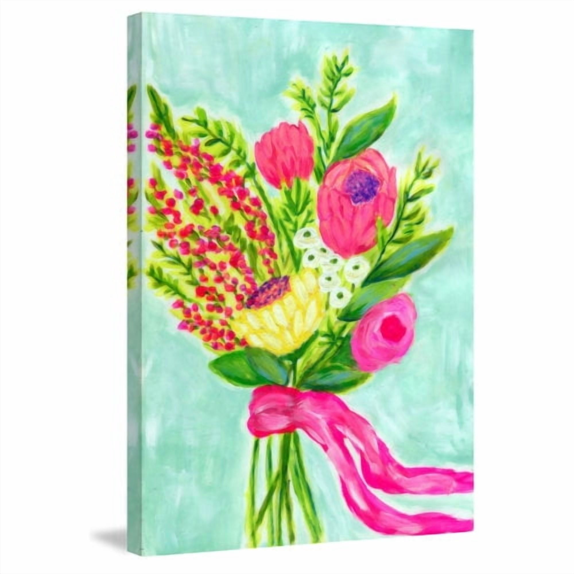Marmont Hill "Bouquet Ribbon" by Jill Lambert Painting Print on Wrapped Canvas