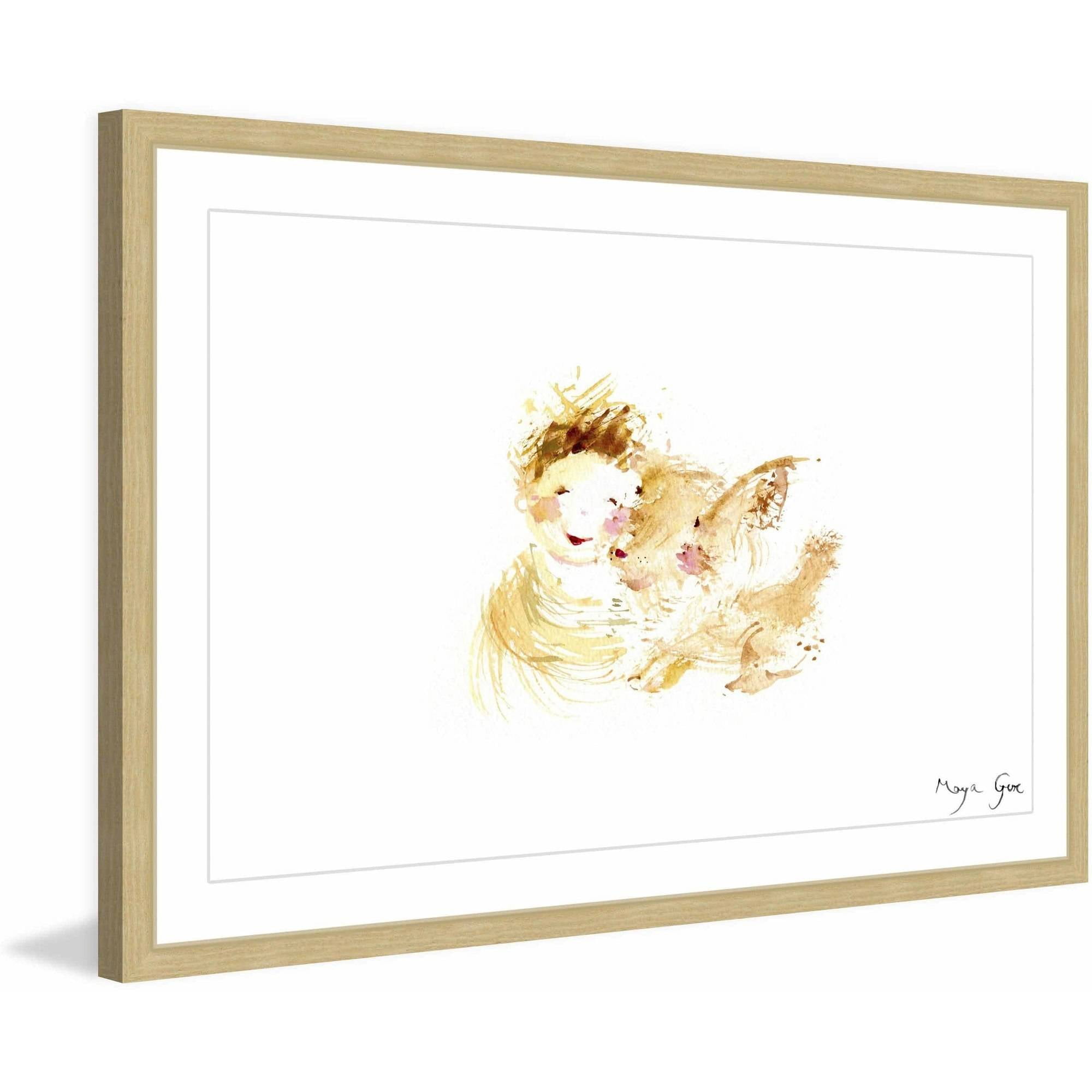 Marmont Hill "Boy and Dog Love" by Maya Gur Framed Painting Print