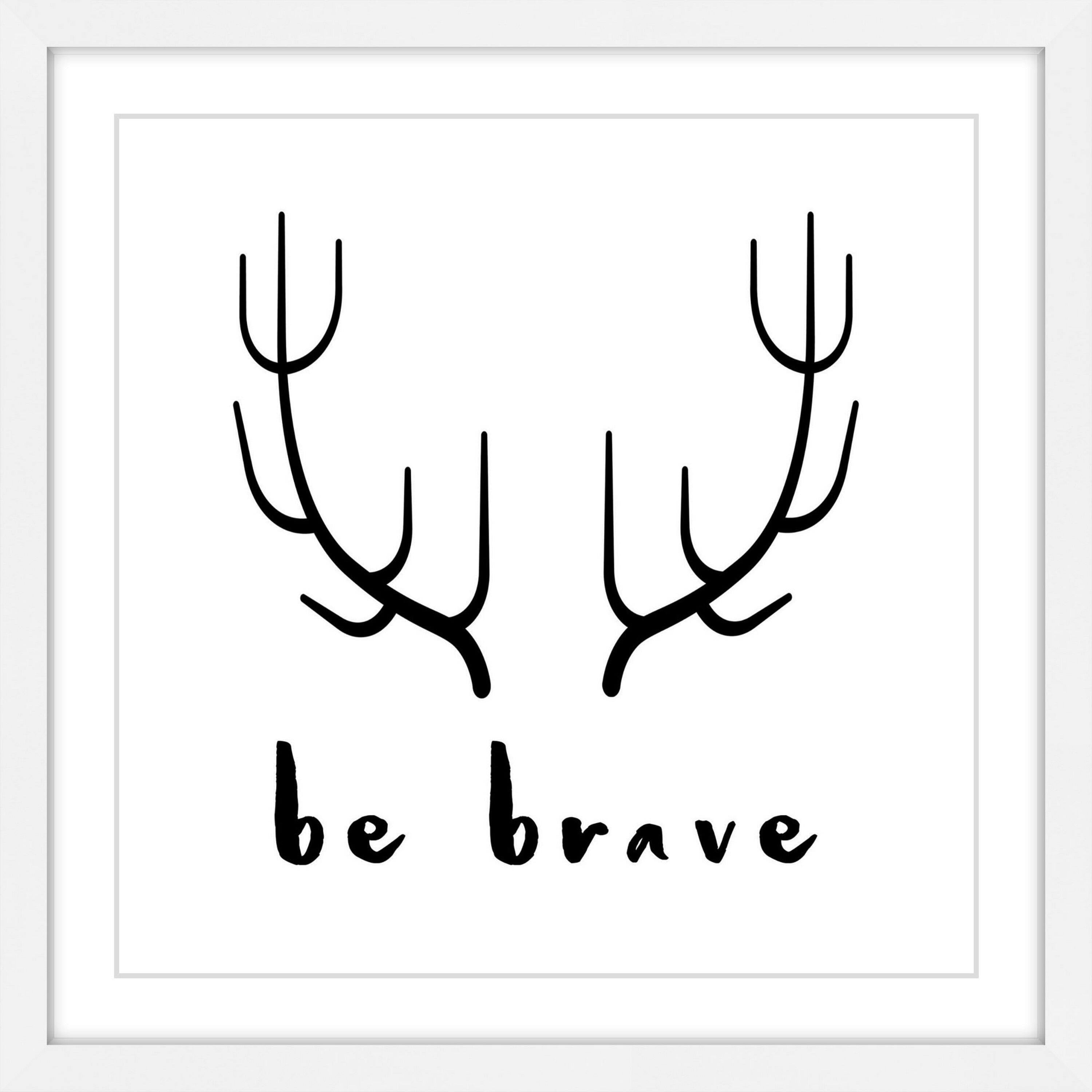 MARMONT HILL  - 'Brave Antlers' by Diana Alcala Framed Painting Print - Multi-Color 12 x 12
