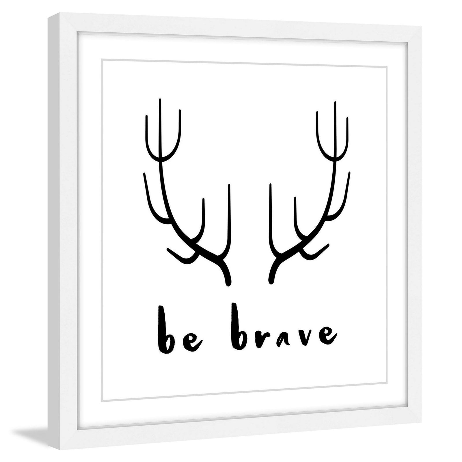 Marmont Hill "Brave Antlers" by Diana Alcala Framed Painting Print