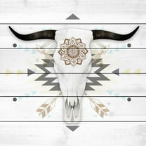 Marmont Hill Brave Skull White Wood Wall Art, 12" x 12"