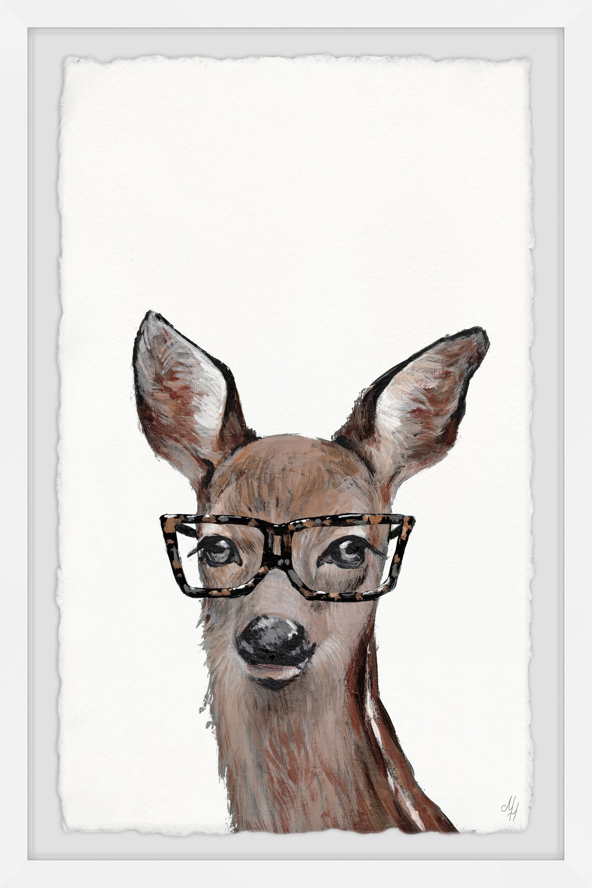Marmont Hill Brown Hippie Deer Framed Wall Art