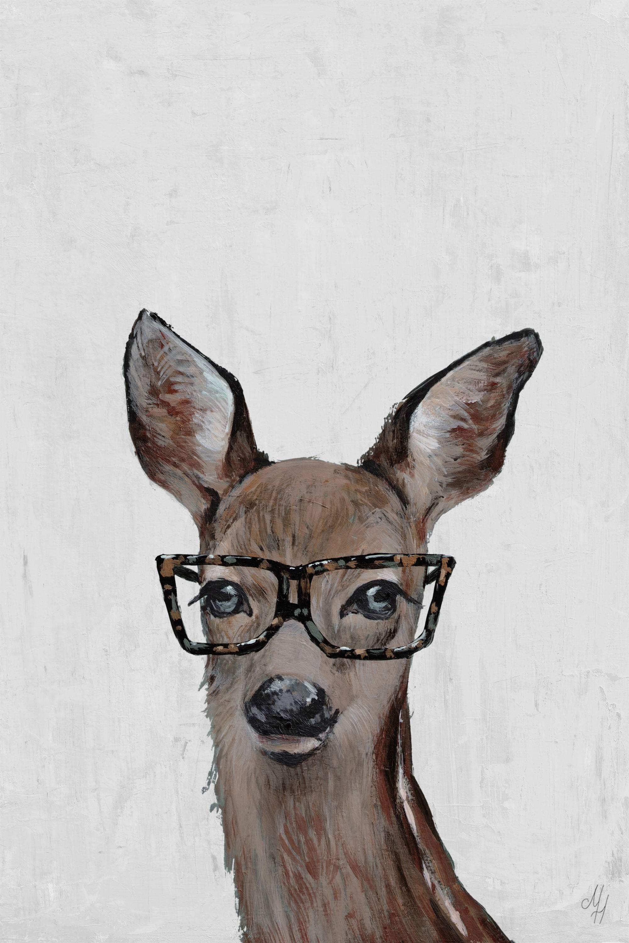 Marmont Hill Brown Hippie Deer III Canvas Wall Art