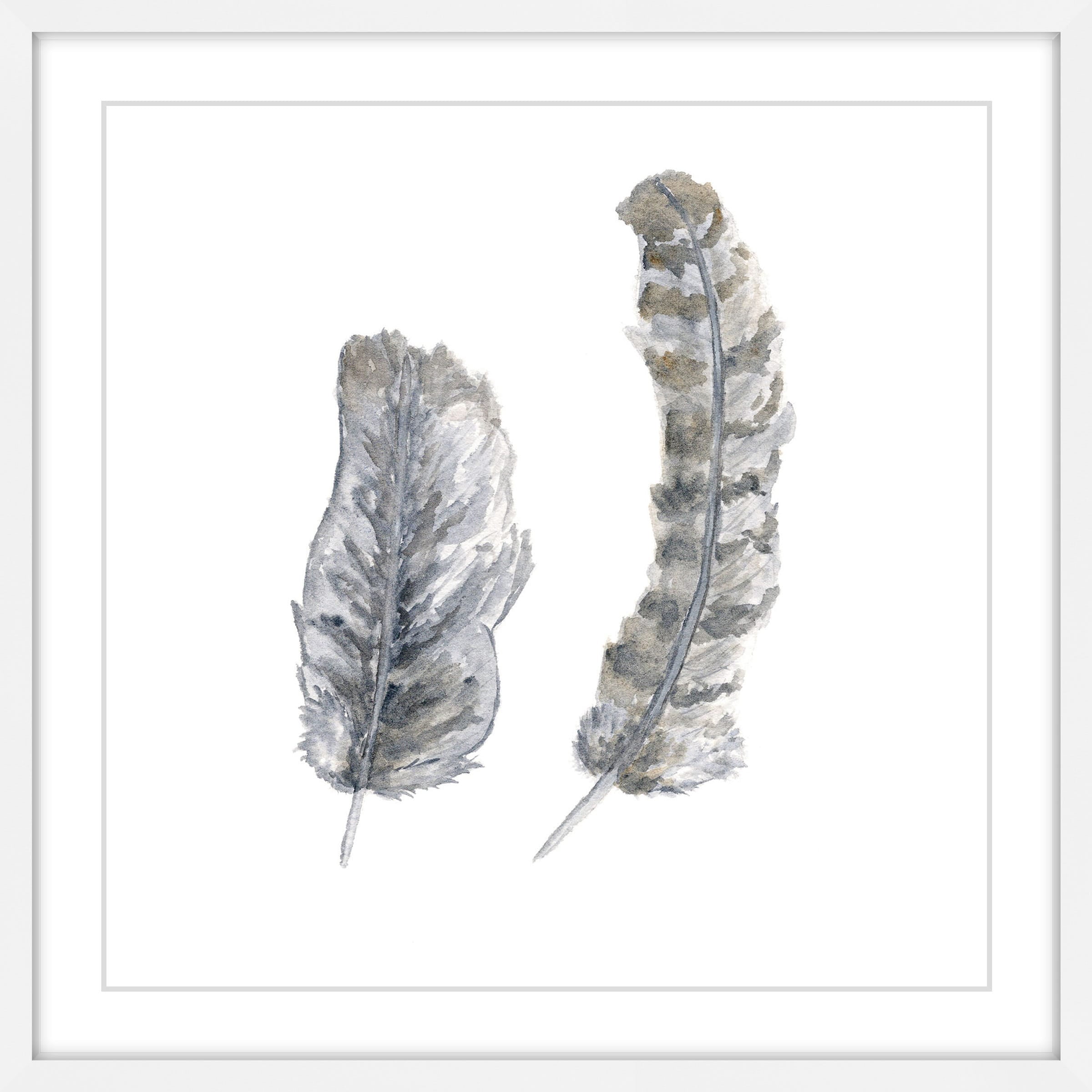 Marmont Hill "Brown-grey Feathers" by Thimble Sparrow Framed Painting Print