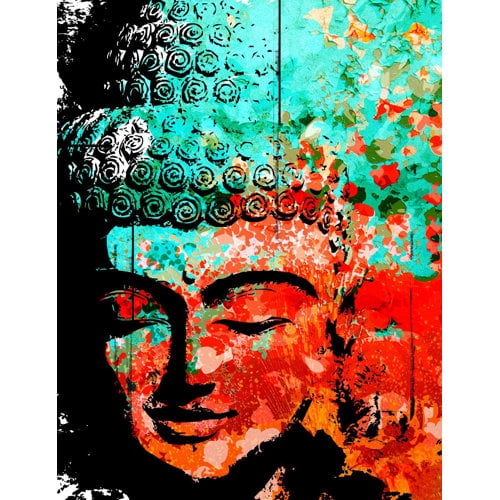Marmont Hill "Buddha Green Red" by Rick Martin Painting Print on Wrapped Canvas