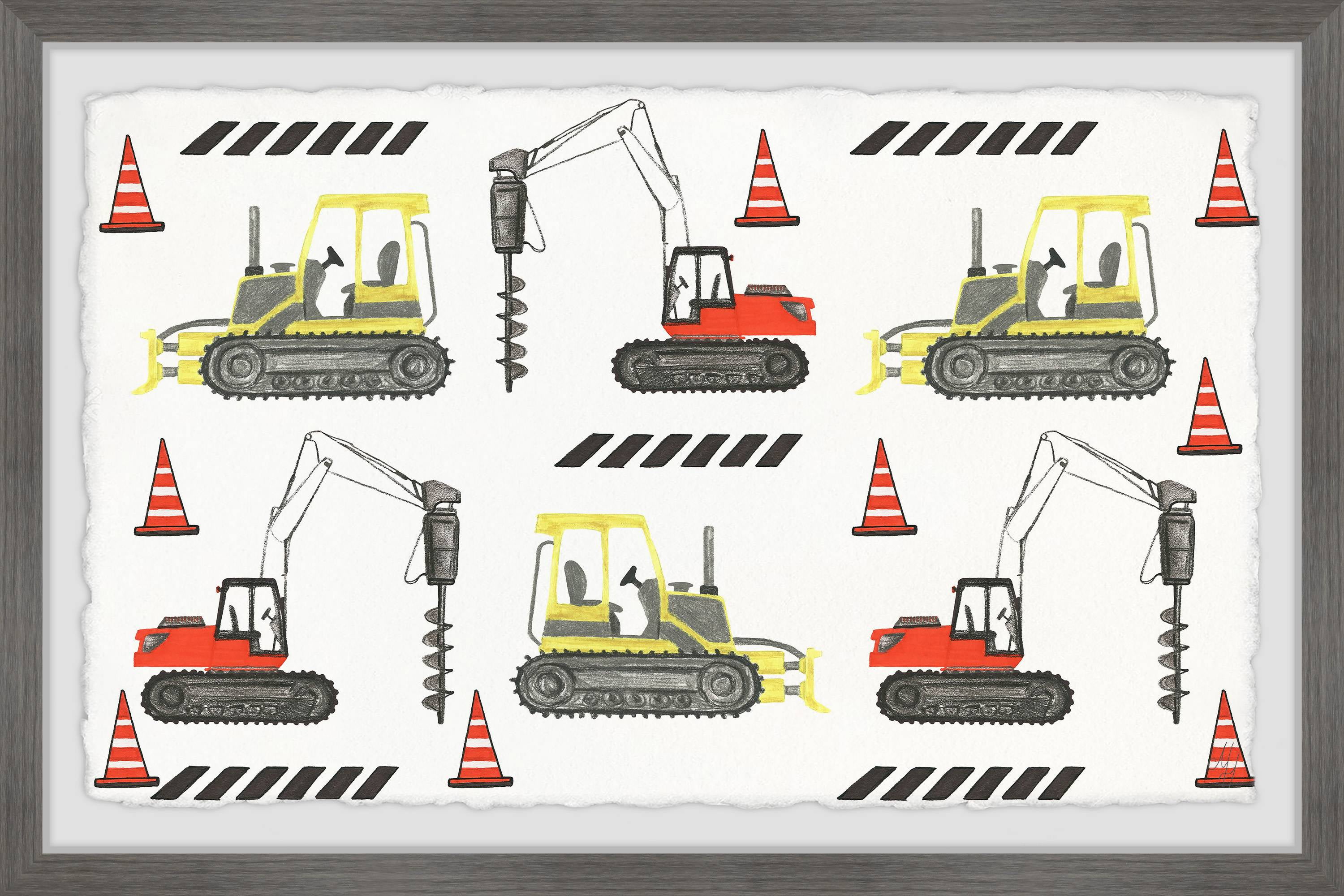 Marmont Hill Bulldozer and Drill Duo Framed Wall Art