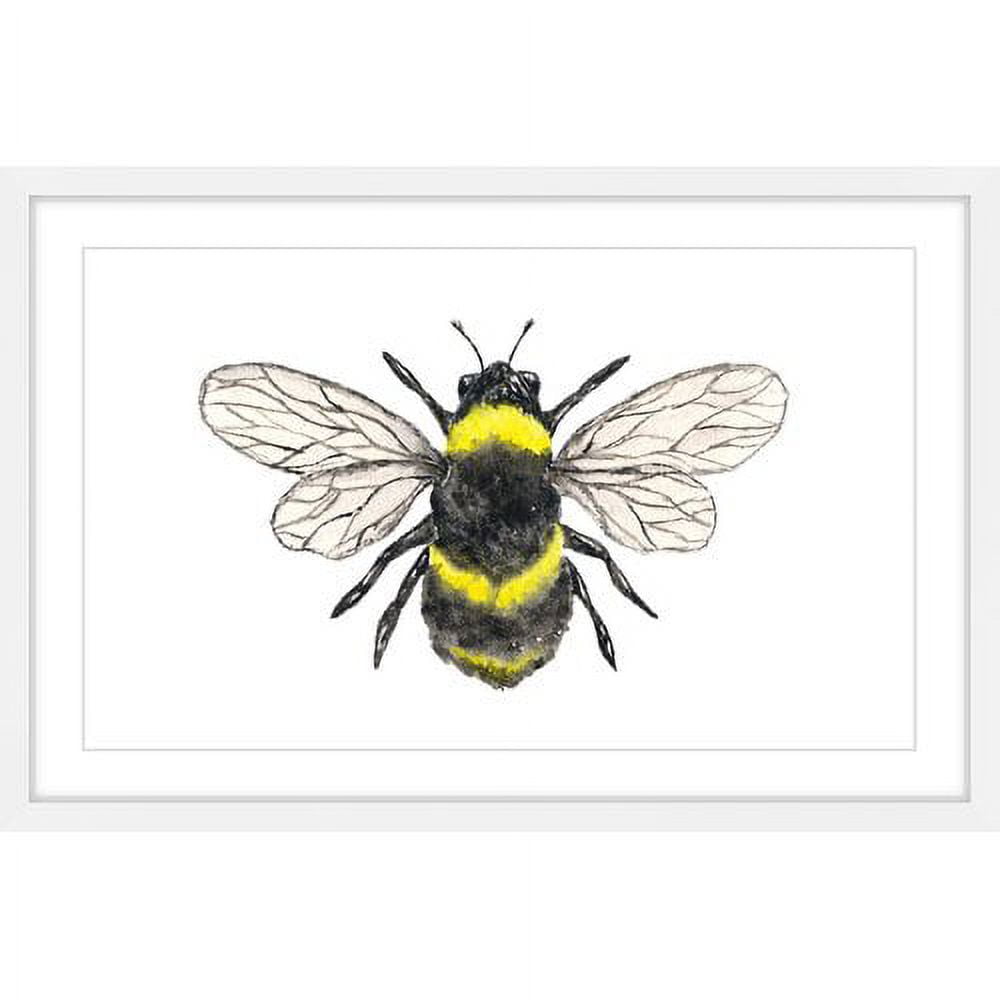 Bumble Bee Print on Canvas with White Frame