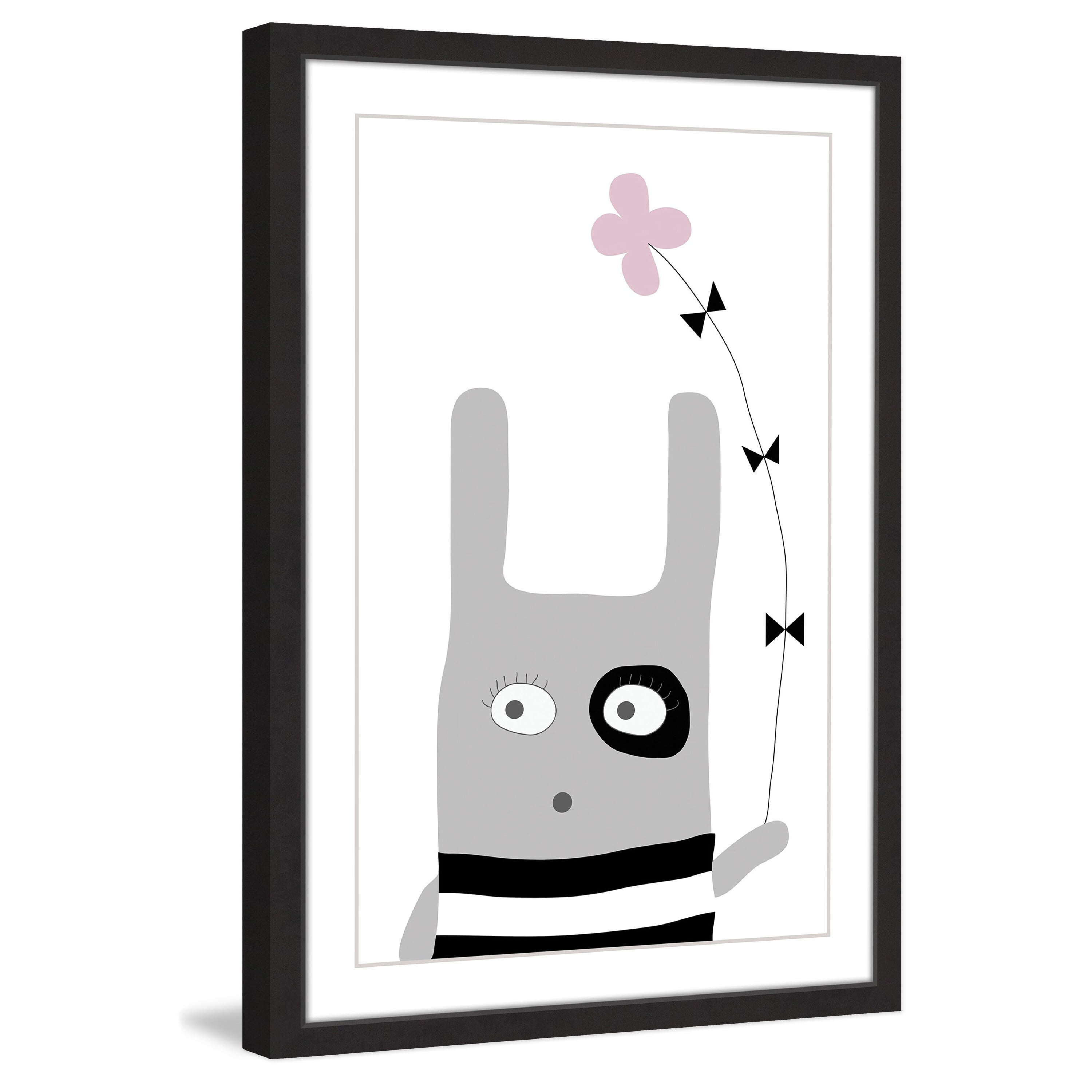 Marmont Hill "Bunny Flower Pink" by Katarina Snygg Framed Painting Print