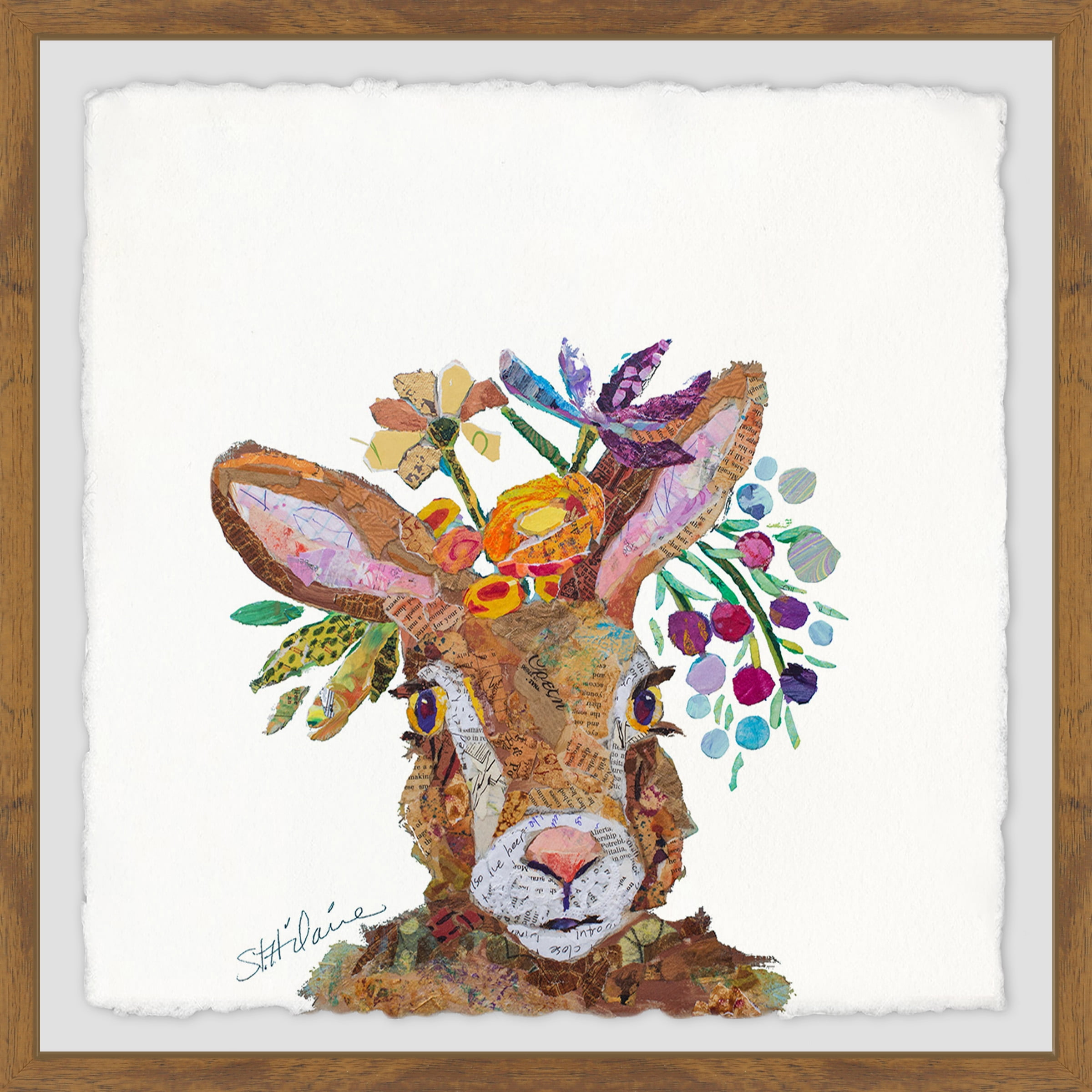 Marmont Hill Bunny Flowers by Elizabeth St. Hilaire Framed Wall Art