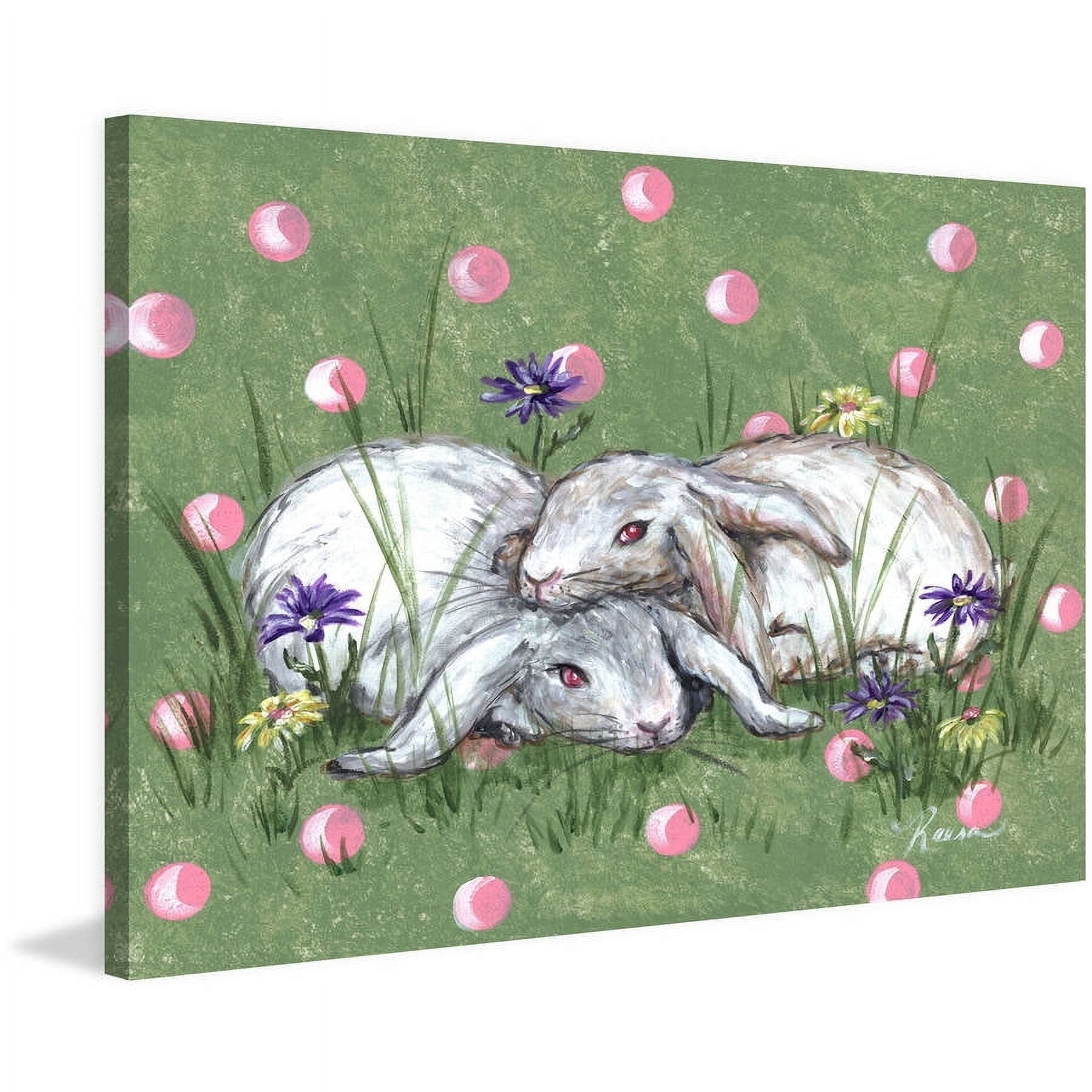 Marmont Hill "Bunny Love" by Reesa Qualia Painting Print on Wrapped Canvas