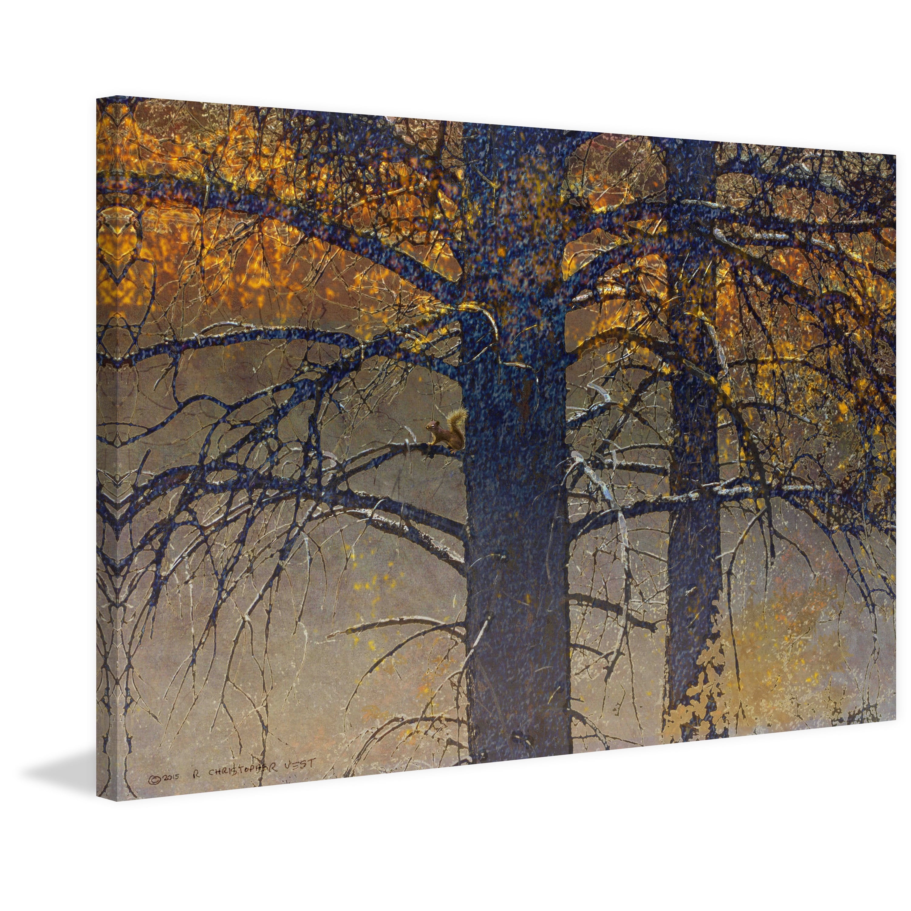 Marmont Hill - "Burnt Tree Squirrel" by Chris Vest Painting Print on Wrapped Canvas