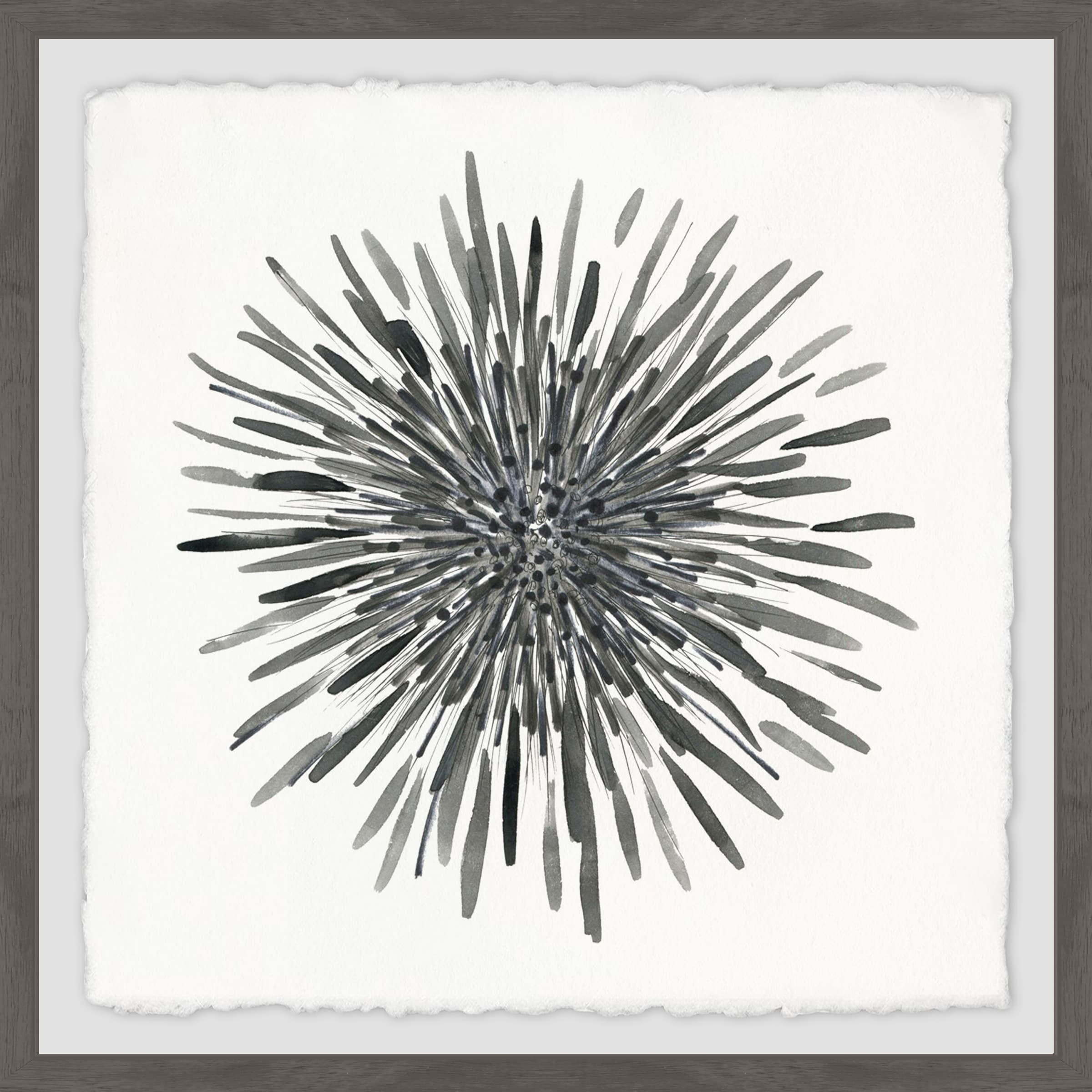 Gray Abstract Burst Canvas Print with Dark Wood Frame, 12" x 12"