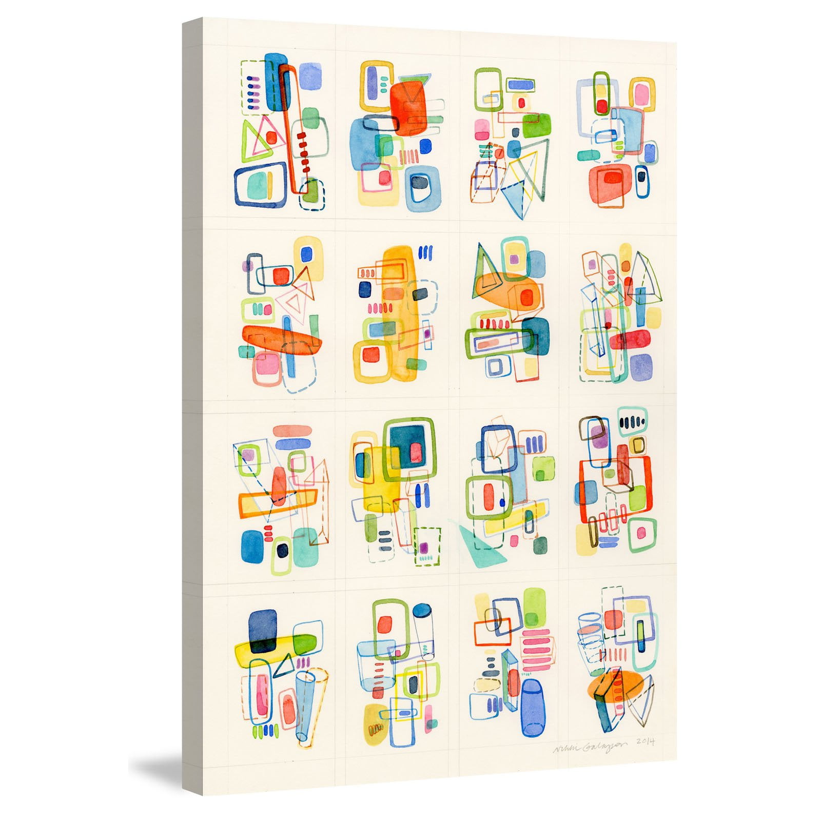 Marmont Hill "Busy Shapes" by Nikki Galapon Painting Print on Wrapped Canvas