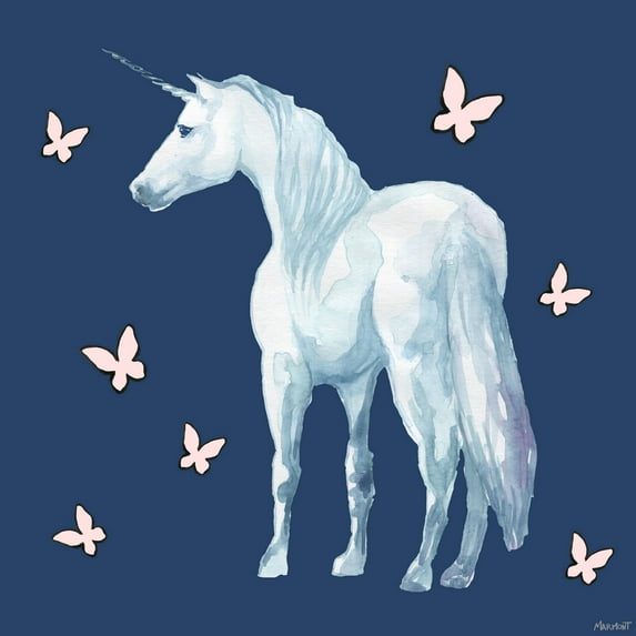 Marmont Hill Butterflies and Unicorn Canvas Wall Art