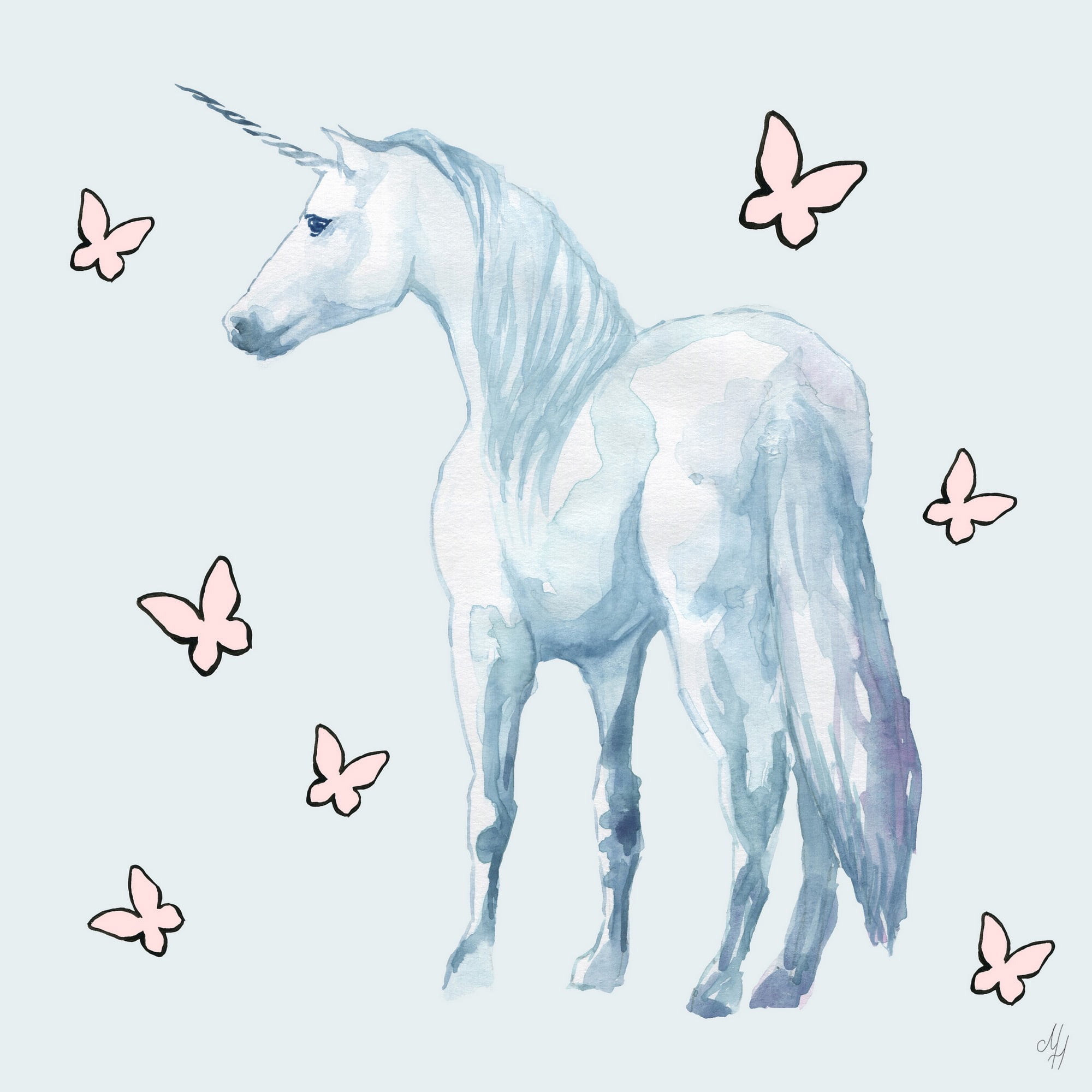 Marmont Hill Butterfly Unicorn Canvas Wall Art