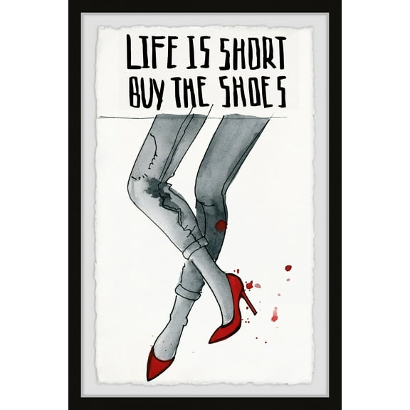Marmont Hill Buy The Red Shoes Framed Wall Art, 8.00" x 1.50"