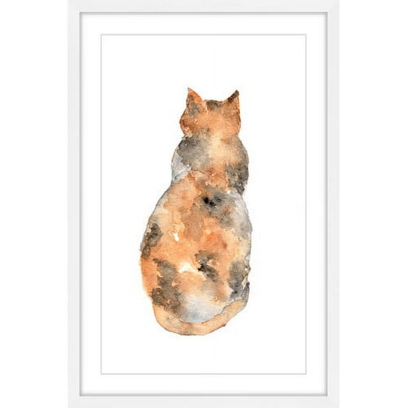 Marmont Hill "Calico Cat" by Thimble Sparrow Framed Painting Print