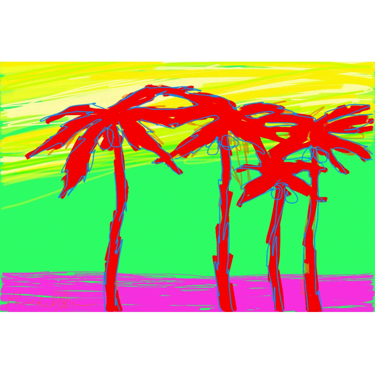 Marmont Hill "California Palms 2" by Arthur Pina Painting Print on Wrapped Canvas