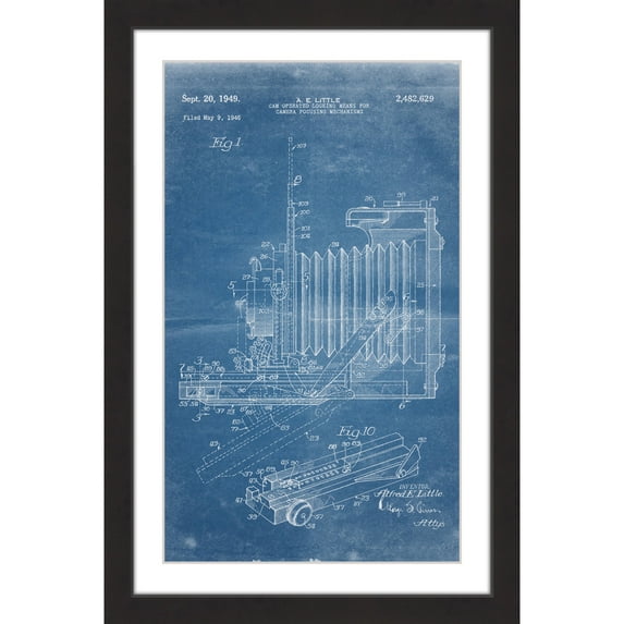 Marmont Hill - "Camera 1949 Blueprint" by Steve King Framed Painting Art Print