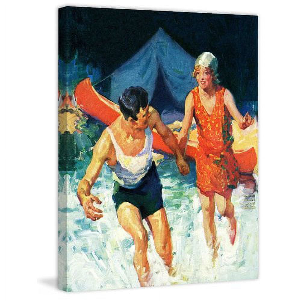 Marmont Hill Camping Couple Goes Swimming by WM. Meade Prince Painting Print on Canvas