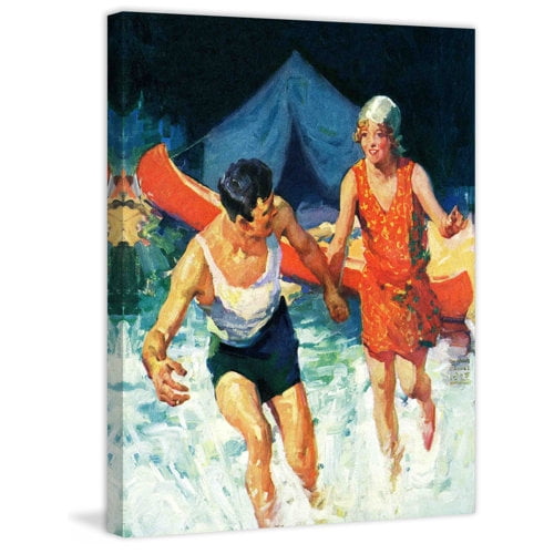 Marmont Hill Camping Couple Goes Swimming by WM. Meade Prince Painting Print on Canvas