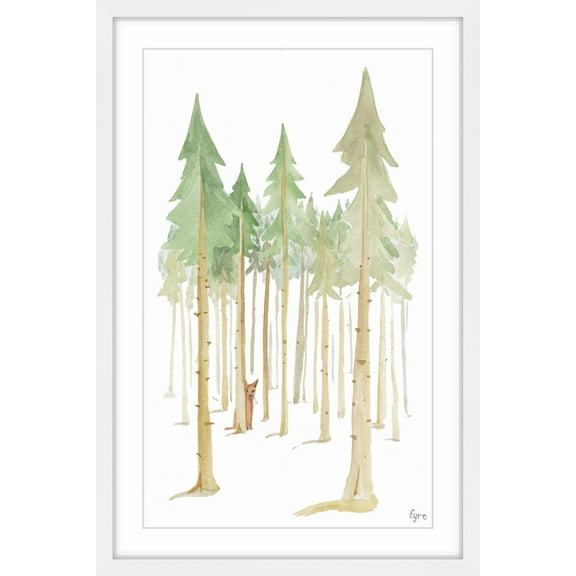 Marmont Hill Cat in the Forest Framed Wall Art, 12" x 8"