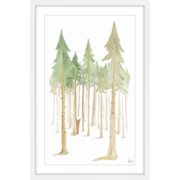 Marmont Hill Cat in the Forest Framed Wall Art, 18" x 12"