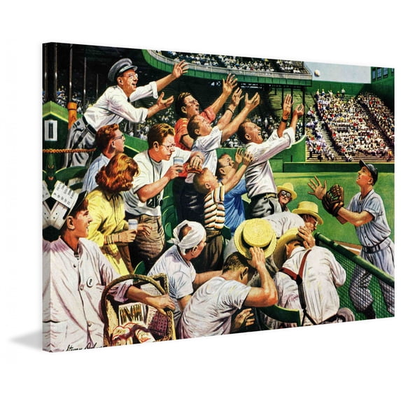 Marmont Hill Inc Marmont Hill - "Catching Home Run Ball" by Stevan Dohanos Painting Print on Canvas - Multi-color